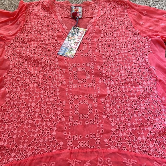 New! JOHNNY WAS Size XXL taffy eyelet embroidered V neck tunic - Picture 9 of 10